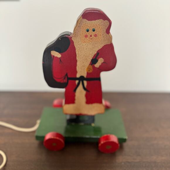 Vintage Santa Claus Pull Toy Wooden Christmas Nostalgic St. Nick - Picture 1 of 15